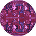 Round Machine Washable Persian Purple Traditional Area Rugs, wshtr1155pur