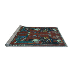Sideview of Machine Washable Persian Light Blue Traditional Rug, wshtr1155lblu