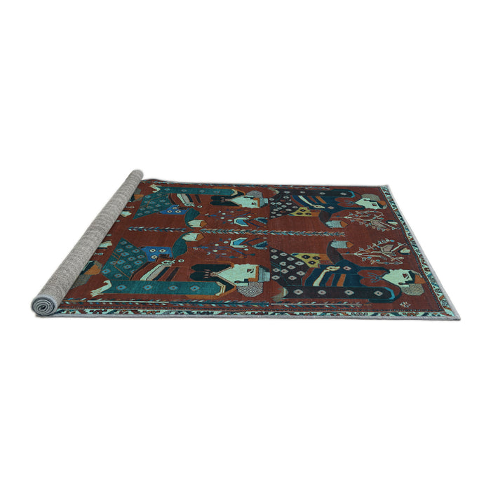 Sideview of Machine Washable Persian Light Blue Traditional Rug, wshtr1155lblu