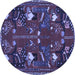 Round Persian Blue Traditional Rug, tr1155blu