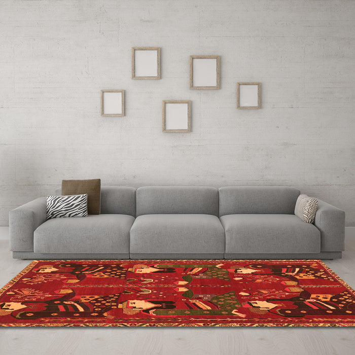 Machine Washable Persian Orange Traditional Area Rugs in a Living Room, wshtr1155org