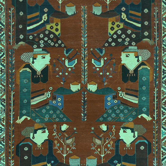 Machine Washable Persian Turquoise Traditional Area Rugs, wshtr1155turq