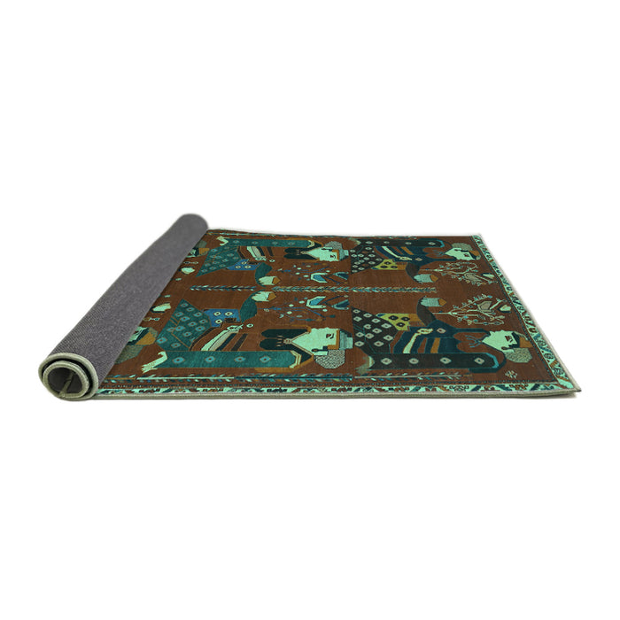 Sideview of Persian Turquoise Traditional Rug, tr1155turq