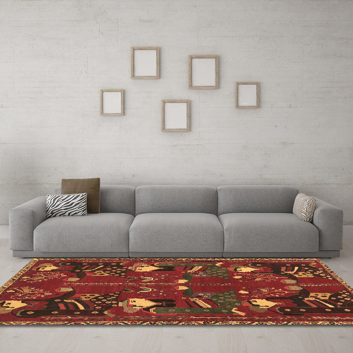 Machine Washable Persian Brown Traditional Rug in a Living Room,, wshtr1155brn