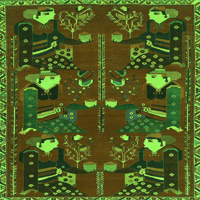 Serging Thickness of Persian Green Traditional Rug, tr1155grn