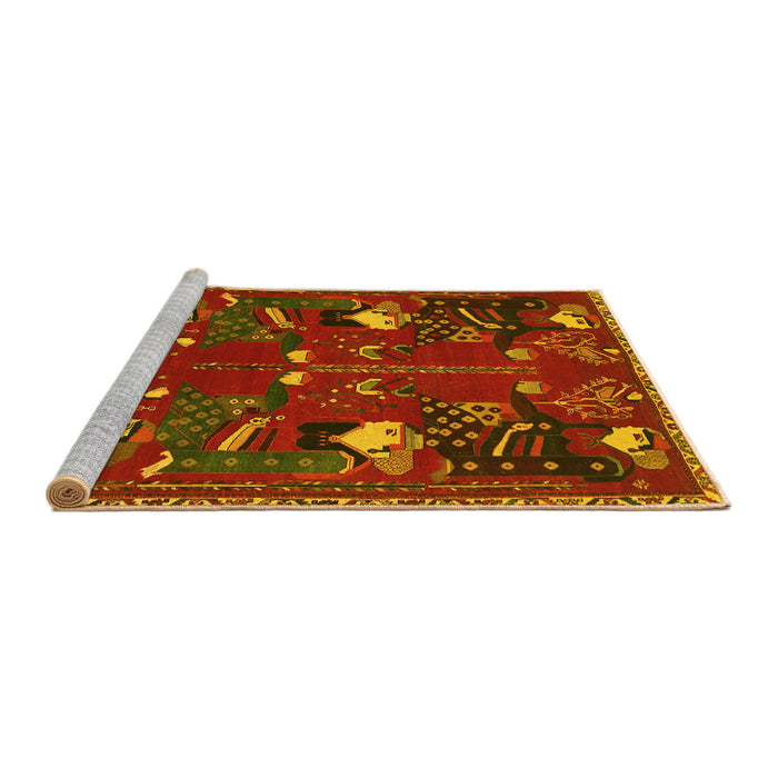 Sideview of Machine Washable Persian Yellow Traditional Rug, wshtr1155yw