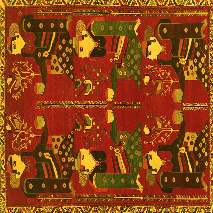 Square Machine Washable Persian Yellow Traditional Rug, wshtr1155yw