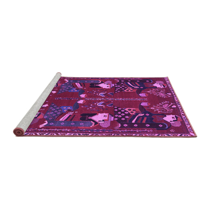 Sideview of Machine Washable Persian Purple Traditional Area Rugs, wshtr1155pur