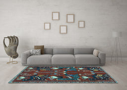 Machine Washable Persian Light Blue Traditional Rug in a Living Room, wshtr1155lblu