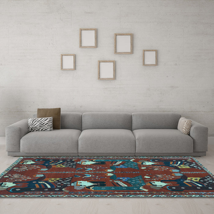 Machine Washable Persian Light Blue Traditional Rug in a Living Room, wshtr1155lblu