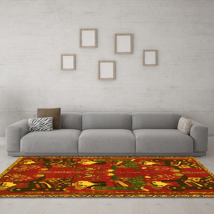 Machine Washable Persian Yellow Traditional Rug in a Living Room, wshtr1155yw