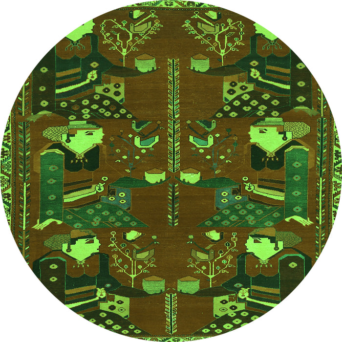 Square Persian Green Traditional Rug, tr1155grn
