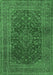 Machine Washable Medallion Emerald Green Traditional Area Rugs, wshtr1156emgrn