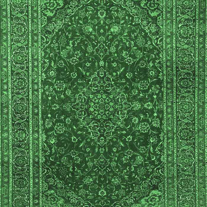 Machine Washable Medallion Emerald Green Traditional Area Rugs, wshtr1156emgrn