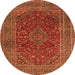 Machine Washable Medallion Orange Traditional Area Rugs, wshtr1156org