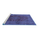 Sideview of Machine Washable Medallion Blue Traditional Rug, wshtr1156blu