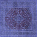 Square Medallion Blue Traditional Rug, tr1156blu