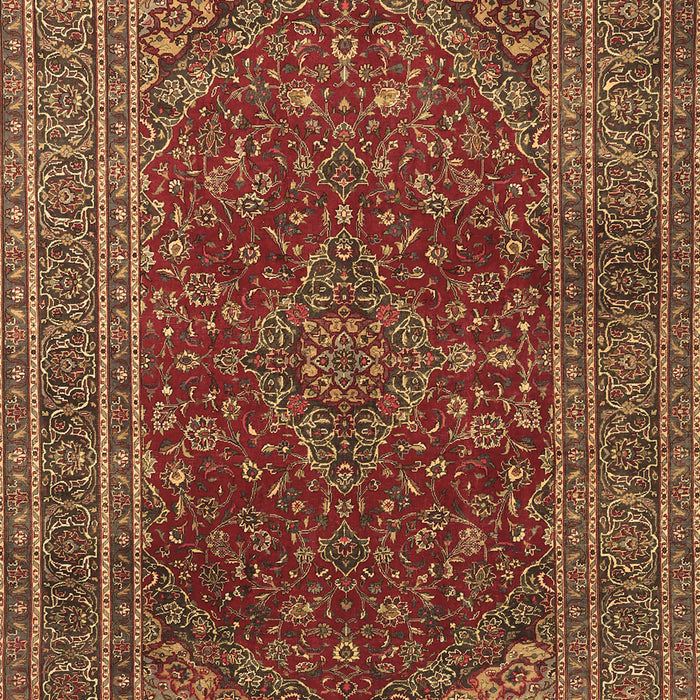 Machine Washable Medallion Brown Traditional Rug, wshtr1156brn