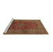 Sideview of Machine Washable Medallion Brown Traditional Rug, wshtr1156brn