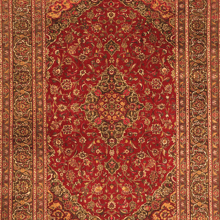 Serging Thickness of Machine Washable Medallion Orange Traditional Area Rugs, wshtr1156org