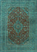 Machine Washable Medallion Turquoise Traditional Area Rugs, wshtr1156turq