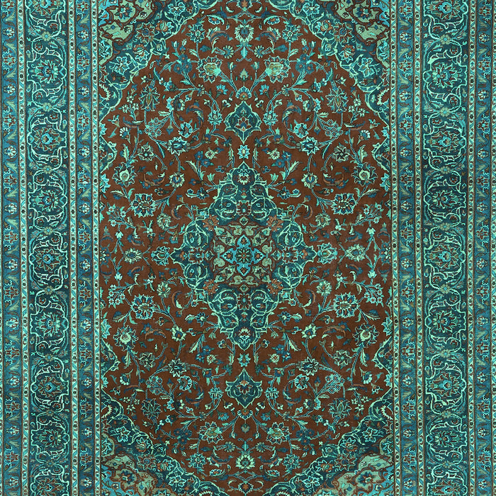 Machine Washable Medallion Turquoise Traditional Area Rugs, wshtr1156turq