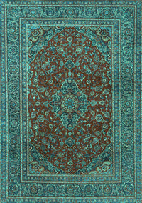 Medallion Turquoise Traditional Rug, tr1156turq