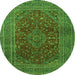 Square Medallion Green Traditional Rug, tr1156grn