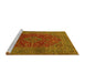 Sideview of Machine Washable Medallion Yellow Traditional Rug, wshtr1156yw