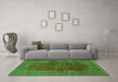 Machine Washable Medallion Green Traditional Area Rugs in a Living Room,, wshtr1156grn