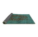 Sideview of Medallion Turquoise Traditional Rug, tr1156turq