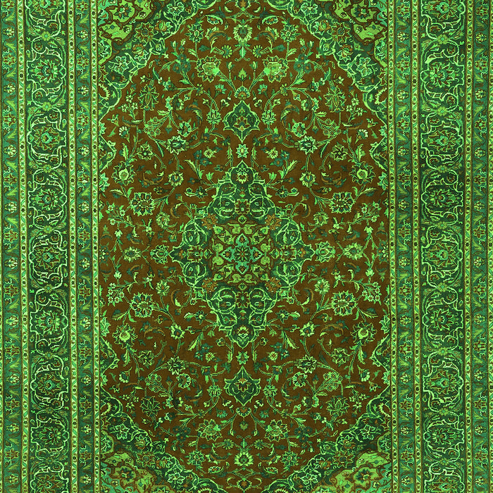 Serging Thickness of Machine Washable Medallion Green Traditional Area Rugs, wshtr1156grn