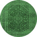 Round Medallion Emerald Green Traditional Rug, tr1156emgrn