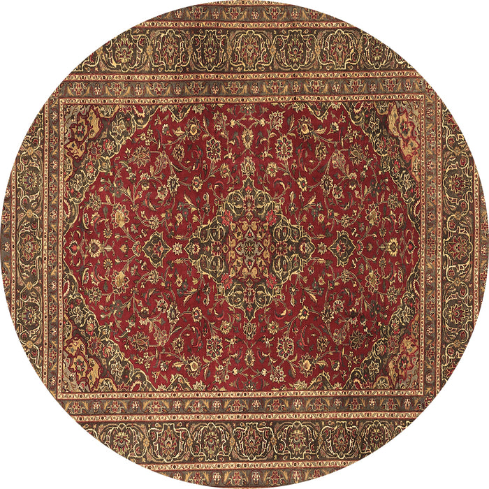 Round Medallion Brown Traditional Rug, tr1156brn