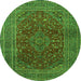 Machine Washable Medallion Green Traditional Area Rugs, wshtr1156grn