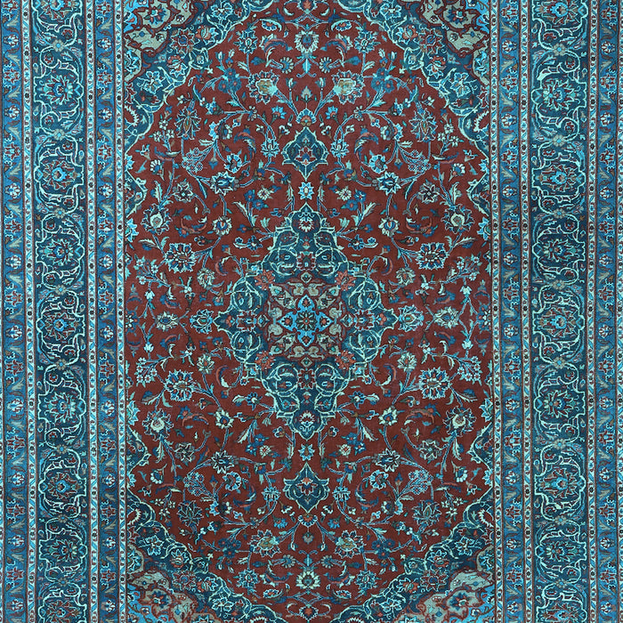 Machine Washable Medallion Light Blue Traditional Rug, wshtr1156lblu