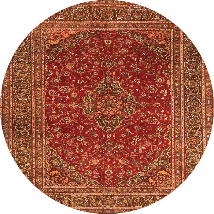 Square Medallion Orange Traditional Rug, tr1156org