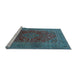 Sideview of Machine Washable Medallion Light Blue Traditional Rug, wshtr1156lblu