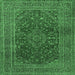 Square Medallion Emerald Green Traditional Rug, tr1156emgrn