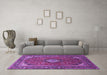 Machine Washable Medallion Purple Traditional Area Rugs in a Living Room, wshtr1157pur