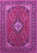 Machine Washable Medallion Pink Traditional Rug, wshtr1157pnk