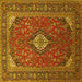 Square Medallion Yellow Traditional Rug, tr1157yw