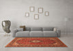 Machine Washable Medallion Orange Traditional Area Rugs in a Living Room, wshtr1157org