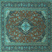 Square Medallion Turquoise Traditional Rug, tr1157turq