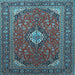 Square Medallion Light Blue Traditional Rug, tr1157lblu