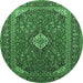 Round Medallion Emerald Green Traditional Rug, tr1157emgrn