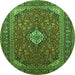 Machine Washable Medallion Green Traditional Area Rugs, wshtr1157grn