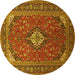 Round Medallion Yellow Traditional Rug, tr1157yw