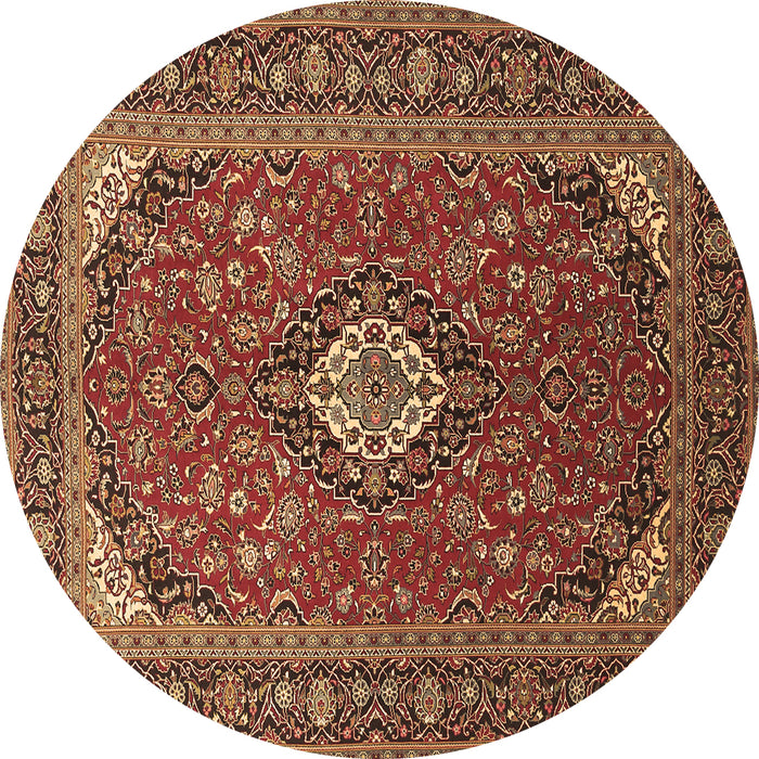 Round Medallion Brown Traditional Rug, tr1157brn