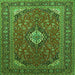 Round Machine Washable Medallion Green Traditional Area Rugs, wshtr1157grn